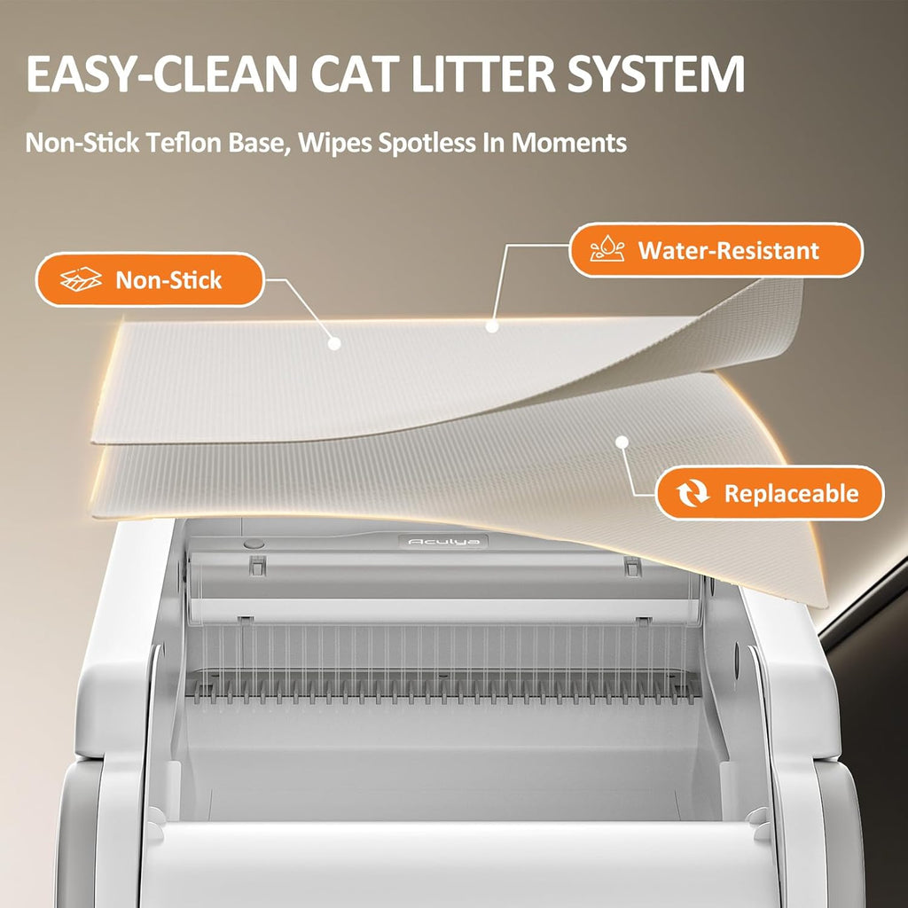CDAMAIUJE Open-Top Automatic Litter Box Self Cleaning Cat Litter Box